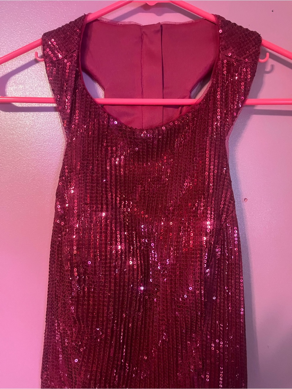 Sleeveless Sequin Evening Dress - Pink/Burgundy